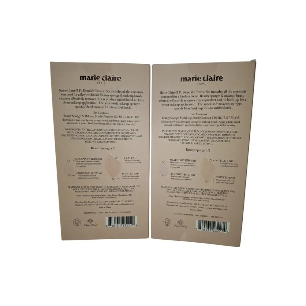 (2 Box Sets) Pink & Cream Beauty Sponge & Brush Cleanser Set